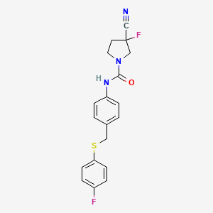 molecular formula C19H17F2N3OS B7429869 3-cyano-3-fluoro-N-[4-[(4-fluorophenyl)sulfanylmethyl]phenyl]pyrrolidine-1-carboxamide 