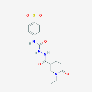 molecular formula C16H22N4O5S B7429870 1-[(1-Ethyl-6-oxopiperidine-3-carbonyl)amino]-3-(4-methylsulfonylphenyl)urea 