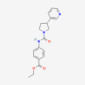 molecular formula C19H21N3O3 B7429883 Ethyl 4-[(3-pyridin-3-ylpyrrolidine-1-carbonyl)amino]benzoate 