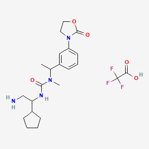 molecular formula C22H31F3N4O5 B7429892 3-(2-Amino-1-cyclopentylethyl)-1-methyl-1-[1-[3-(2-oxo-1,3-oxazolidin-3-yl)phenyl]ethyl]urea;2,2,2-trifluoroacetic acid 