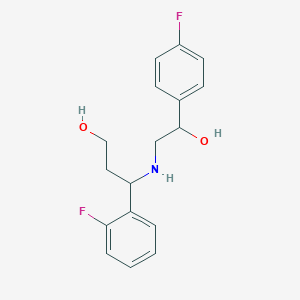 molecular formula C17H19F2NO2 B7429893 3-(2-Fluorophenyl)-3-[[2-(4-fluorophenyl)-2-hydroxyethyl]amino]propan-1-ol 
