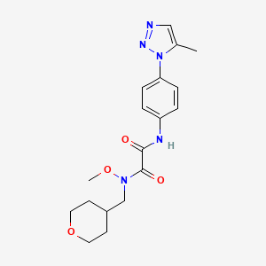 molecular formula C18H23N5O4 B7429911 N'-methoxy-N-[4-(5-methyltriazol-1-yl)phenyl]-N'-(oxan-4-ylmethyl)oxamide 