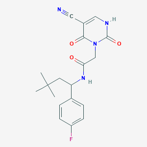 molecular formula C19H21FN4O3 B7429957 2-(5-cyano-2,4-dioxo-1H-pyrimidin-3-yl)-N-[1-(4-fluorophenyl)-3,3-dimethylbutyl]acetamide 