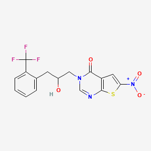 molecular formula C16H12F3N3O4S B7429966 3-[2-Hydroxy-3-[2-(trifluoromethyl)phenyl]propyl]-6-nitrothieno[2,3-d]pyrimidin-4-one 