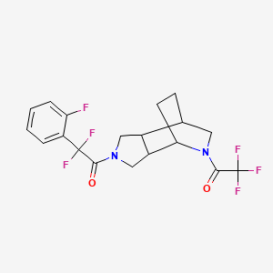 molecular formula C19H18F6N2O2 B7430107 2,2-Difluoro-2-(2-fluorophenyl)-1-[8-(2,2,2-trifluoroacetyl)-4,8-diazatricyclo[5.2.2.02,6]undecan-4-yl]ethanone 