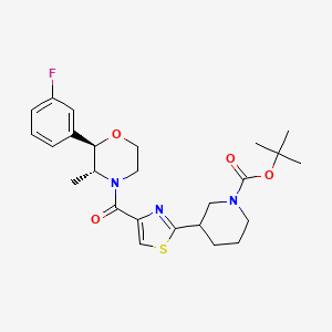 molecular formula C25H32FN3O4S B7430125 tert-butyl 3-[4-[(2R,3R)-2-(3-fluorophenyl)-3-methylmorpholine-4-carbonyl]-1,3-thiazol-2-yl]piperidine-1-carboxylate 
