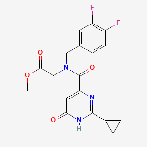 molecular formula C18H17F2N3O4 B7430192 methyl 2-[(2-cyclopropyl-6-oxo-1H-pyrimidine-4-carbonyl)-[(3,4-difluorophenyl)methyl]amino]acetate 