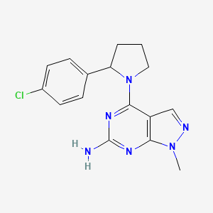 molecular formula C16H17ClN6 B7430205 4-[2-(4-Chlorophenyl)pyrrolidin-1-yl]-1-methylpyrazolo[3,4-d]pyrimidin-6-amine 
