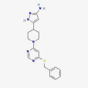 molecular formula C19H22N6S B7430222 5-[1-(6-benzylsulfanylpyrimidin-4-yl)piperidin-4-yl]-1H-pyrazol-3-amine 