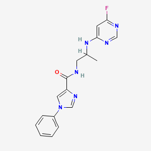 molecular formula C17H17FN6O B7430230 N-[2-[(6-fluoropyrimidin-4-yl)amino]propyl]-1-phenylimidazole-4-carboxamide 