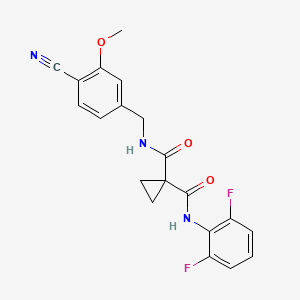 molecular formula C20H17F2N3O3 B7430273 1-N-[(4-cyano-3-methoxyphenyl)methyl]-1-N'-(2,6-difluorophenyl)cyclopropane-1,1-dicarboxamide 