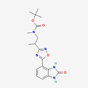 molecular formula C18H23N5O4 B7430288 tert-butyl N-methyl-N-[2-[5-(2-oxo-1,3-dihydrobenzimidazol-4-yl)-1,2,4-oxadiazol-3-yl]propyl]carbamate 