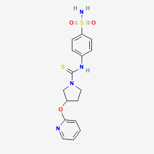 molecular formula C16H18N4O3S2 B7430300 3-pyridin-2-yloxy-N-(4-sulfamoylphenyl)pyrrolidine-1-carbothioamide 