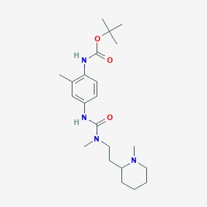 molecular formula C22H36N4O3 B7430426 tert-butyl N-[2-methyl-4-[[methyl-[2-(1-methylpiperidin-2-yl)ethyl]carbamoyl]amino]phenyl]carbamate 