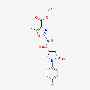 Ethyl 2-[[1-(4-chlorophenyl)-5-oxopyrrolidine-3-carbonyl]amino]-5-methyl-1,3-oxazole-4-carboxylate
