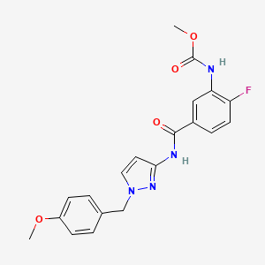 methyl N-[2-fluoro-5-[[1-[(4-methoxyphenyl)methyl]pyrazol-3-yl]carbamoyl]phenyl]carbamate