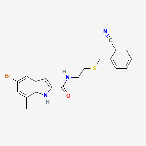 molecular formula C20H18BrN3OS B7430478 5-bromo-N-[2-[(2-cyanophenyl)methylsulfanyl]ethyl]-7-methyl-1H-indole-2-carboxamide 