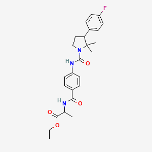 molecular formula C25H30FN3O4 B7430484 Ethyl 2-[[4-[[3-(4-fluorophenyl)-2,2-dimethylpyrrolidine-1-carbonyl]amino]benzoyl]amino]propanoate 