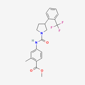 molecular formula C21H21F3N2O3 B7430505 Methyl 2-methyl-4-[[3-[2-(trifluoromethyl)phenyl]pyrrolidine-1-carbonyl]amino]benzoate 