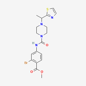 molecular formula C18H21BrN4O3S B7430519 Methyl 2-bromo-4-[[4-[1-(1,3-thiazol-2-yl)ethyl]piperazine-1-carbonyl]amino]benzoate 