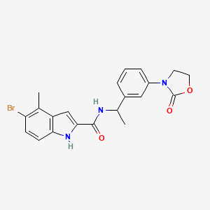 molecular formula C21H20BrN3O3 B7430525 5-bromo-4-methyl-N-[1-[3-(2-oxo-1,3-oxazolidin-3-yl)phenyl]ethyl]-1H-indole-2-carboxamide 