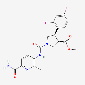 molecular formula C20H20F2N4O4 B7430555 methyl (3S,4R)-1-[(6-carbamoyl-2-methylpyridin-3-yl)carbamoyl]-4-(2,4-difluorophenyl)pyrrolidine-3-carboxylate 