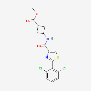 molecular formula C16H14Cl2N2O3S B7430564 Methyl 3-[[2-(2,6-dichlorophenyl)-1,3-thiazole-4-carbonyl]amino]cyclobutane-1-carboxylate 