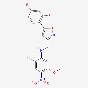 molecular formula C17H12ClF2N3O4 B7430574 2-chloro-N-[[5-(2,4-difluorophenyl)-1,2-oxazol-3-yl]methyl]-5-methoxy-4-nitroaniline 