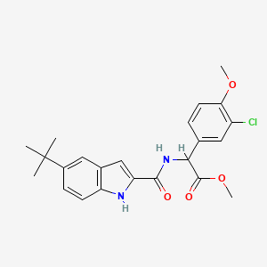 molecular formula C23H25ClN2O4 B7430582 methyl 2-[(5-tert-butyl-1H-indole-2-carbonyl)amino]-2-(3-chloro-4-methoxyphenyl)acetate 