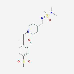 molecular formula C19H33N3O4S2 B7430595 1-[4-[[(Dimethylamino-methyl-oxo-lambda6-sulfanylidene)amino]methyl]piperidin-1-yl]-2-(4-methylsulfonylphenyl)propan-2-ol 
