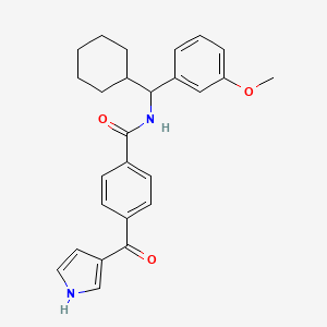 molecular formula C26H28N2O3 B7430616 N-[cyclohexyl-(3-methoxyphenyl)methyl]-4-(1H-pyrrole-3-carbonyl)benzamide 