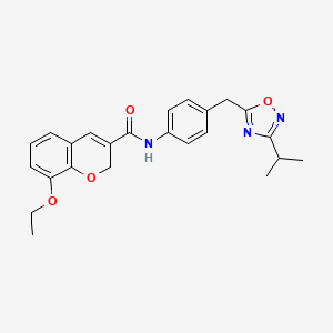 8-ethoxy-N-[4-[(3-propan-2-yl-1,2,4-oxadiazol-5-yl)methyl]phenyl]-2H-chromene-3-carboxamide