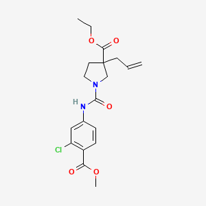molecular formula C19H23ClN2O5 B7430669 Ethyl 1-[(3-chloro-4-methoxycarbonylphenyl)carbamoyl]-3-prop-2-enylpyrrolidine-3-carboxylate 