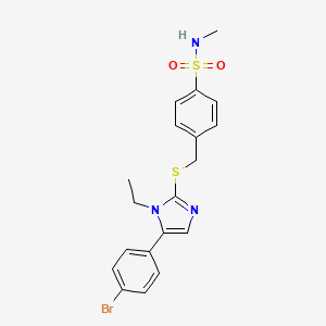 molecular formula C19H20BrN3O2S2 B7430689 4-[[5-(4-bromophenyl)-1-ethylimidazol-2-yl]sulfanylmethyl]-N-methylbenzenesulfonamide 