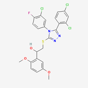 2-[[4-(3-Chloro-4-fluorophenyl)-5-(2,4-dichlorophenyl)-1,2,4-triazol-3-yl]sulfanyl]-1-(2,5-dimethoxyphenyl)ethanol