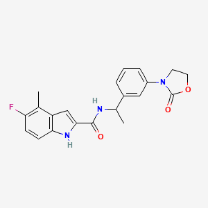 5-fluoro-4-methyl-N-[1-[3-(2-oxo-1,3-oxazolidin-3-yl)phenyl]ethyl]-1H-indole-2-carboxamide