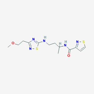 molecular formula C13H19N5O2S2 B7430756 N-[4-[[3-(2-methoxyethyl)-1,2,4-thiadiazol-5-yl]amino]butan-2-yl]-1,2-thiazole-3-carboxamide 