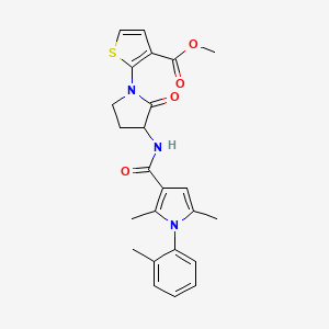 molecular formula C24H25N3O4S B7430777 Methyl 2-[3-[[2,5-dimethyl-1-(2-methylphenyl)pyrrole-3-carbonyl]amino]-2-oxopyrrolidin-1-yl]thiophene-3-carboxylate 