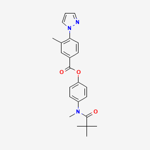 molecular formula C23H25N3O3 B7430828 [4-[2,2-Dimethylpropanoyl(methyl)amino]phenyl] 3-methyl-4-pyrazol-1-ylbenzoate 