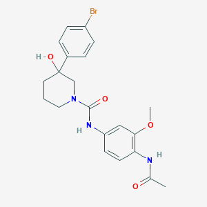 N-(4-acetamido-3-methoxyphenyl)-3-(4-bromophenyl)-3-hydroxypiperidine-1-carboxamide