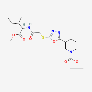 molecular formula C21H34N4O6S B7430875 Tert-butyl 3-[5-[2-[(1-methoxy-3-methyl-1-oxopentan-2-yl)amino]-2-oxoethyl]sulfanyl-1,3,4-oxadiazol-2-yl]piperidine-1-carboxylate 