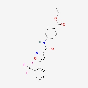 molecular formula C20H21F3N2O4 B7430881 Ethyl 4-[[5-[2-(trifluoromethyl)phenyl]-1,2-oxazole-3-carbonyl]amino]cyclohexane-1-carboxylate 