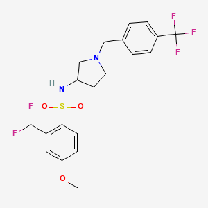 molecular formula C20H21F5N2O3S B7430883 2-(difluoromethyl)-4-methoxy-N-[1-[[4-(trifluoromethyl)phenyl]methyl]pyrrolidin-3-yl]benzenesulfonamide 