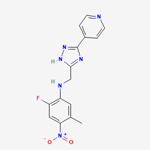 molecular formula C15H13FN6O2 B7430889 2-fluoro-5-methyl-4-nitro-N-[(3-pyridin-4-yl-1H-1,2,4-triazol-5-yl)methyl]aniline 