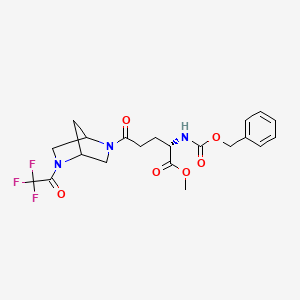 molecular formula C21H24F3N3O6 B7430897 methyl (2S)-5-oxo-2-(phenylmethoxycarbonylamino)-5-[5-(2,2,2-trifluoroacetyl)-2,5-diazabicyclo[2.2.1]heptan-2-yl]pentanoate 