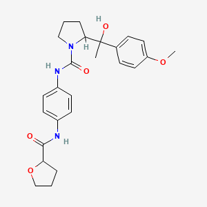 molecular formula C25H31N3O5 B7430966 2-[1-hydroxy-1-(4-methoxyphenyl)ethyl]-N-[4-(oxolane-2-carbonylamino)phenyl]pyrrolidine-1-carboxamide 