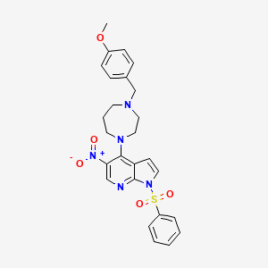 molecular formula C26H27N5O5S B7430982 1-(Benzenesulfonyl)-4-[4-[(4-methoxyphenyl)methyl]-1,4-diazepan-1-yl]-5-nitropyrrolo[2,3-b]pyridine 