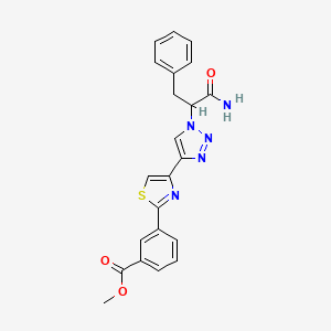 molecular formula C22H19N5O3S B7431003 Methyl 3-[4-[1-(1-amino-1-oxo-3-phenylpropan-2-yl)triazol-4-yl]-1,3-thiazol-2-yl]benzoate 