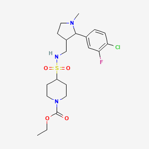 molecular formula C20H29ClFN3O4S B7431012 Ethyl 4-[[2-(4-chloro-3-fluorophenyl)-1-methylpyrrolidin-3-yl]methylsulfamoyl]piperidine-1-carboxylate 