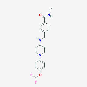 molecular formula C22H27F2N3O2 B7431017 4-[[[1-[4-(difluoromethoxy)phenyl]piperidin-4-yl]amino]methyl]-N-ethylbenzamide 